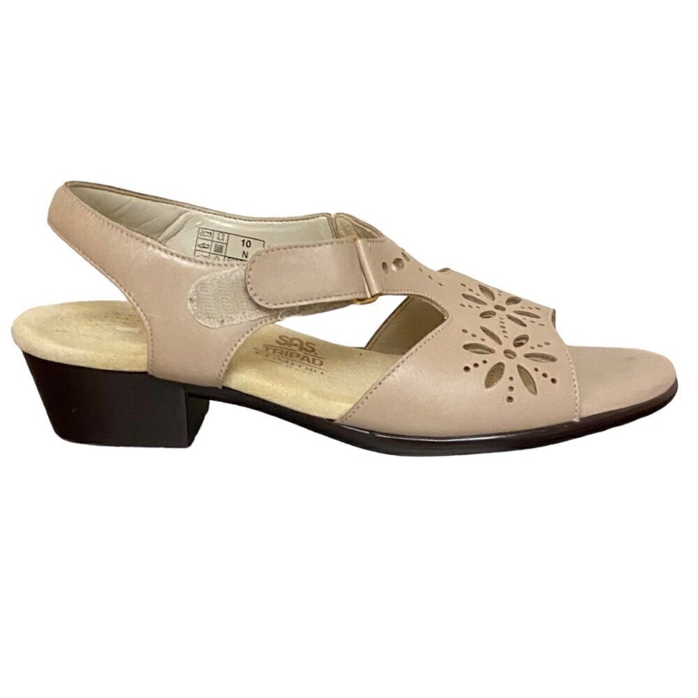 SAS Sunburst Tripad Comfort Leather Heeled Sandal in Tan Size 10